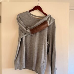 Billy Reid Gray Sweater with Leather Accents